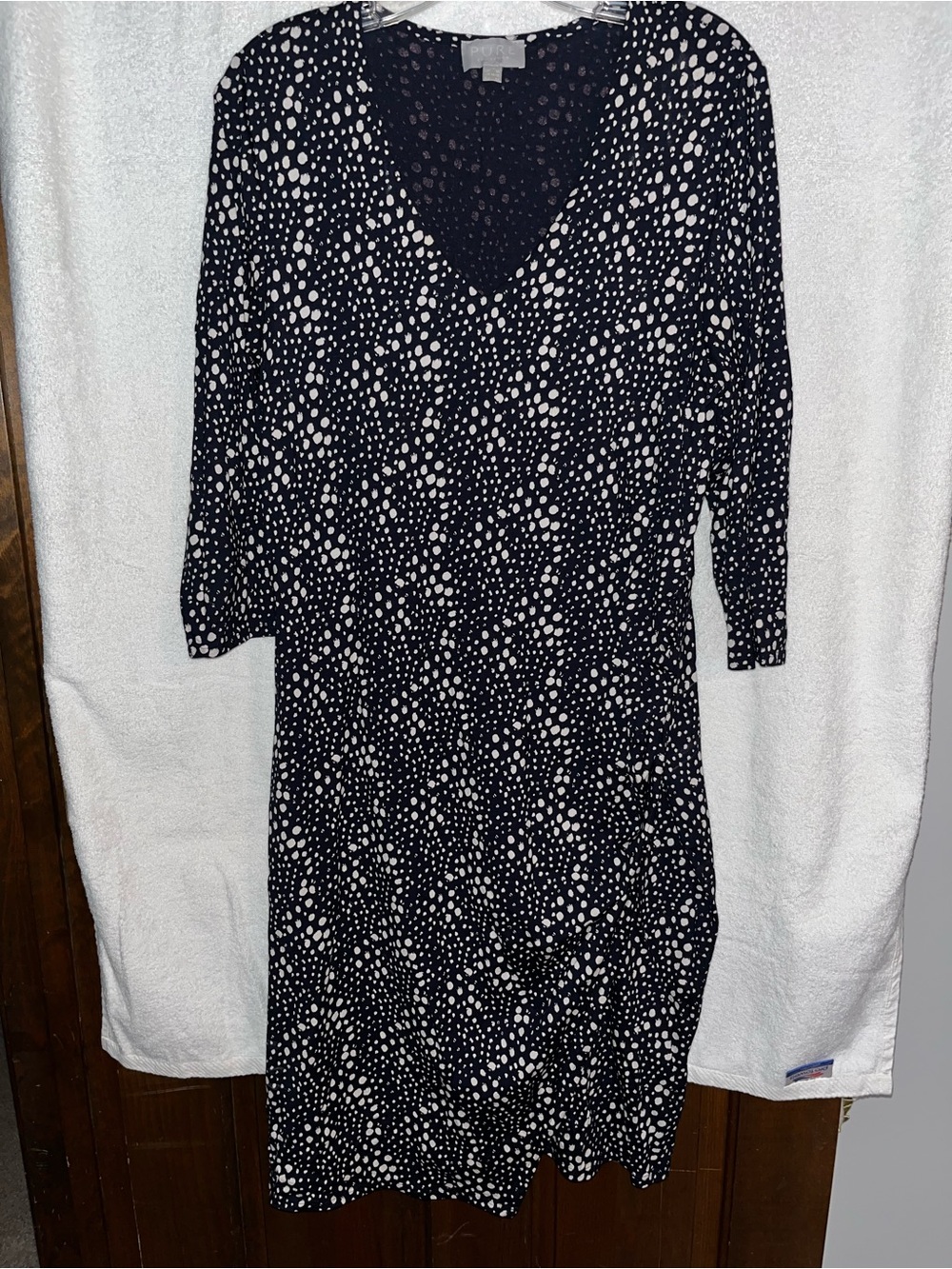 Pure Collection Navy Dress with White Dot Print size 14/16